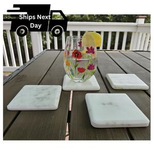 Marble Coasters 4 pieces coasters set for housewarming gift stone coasters